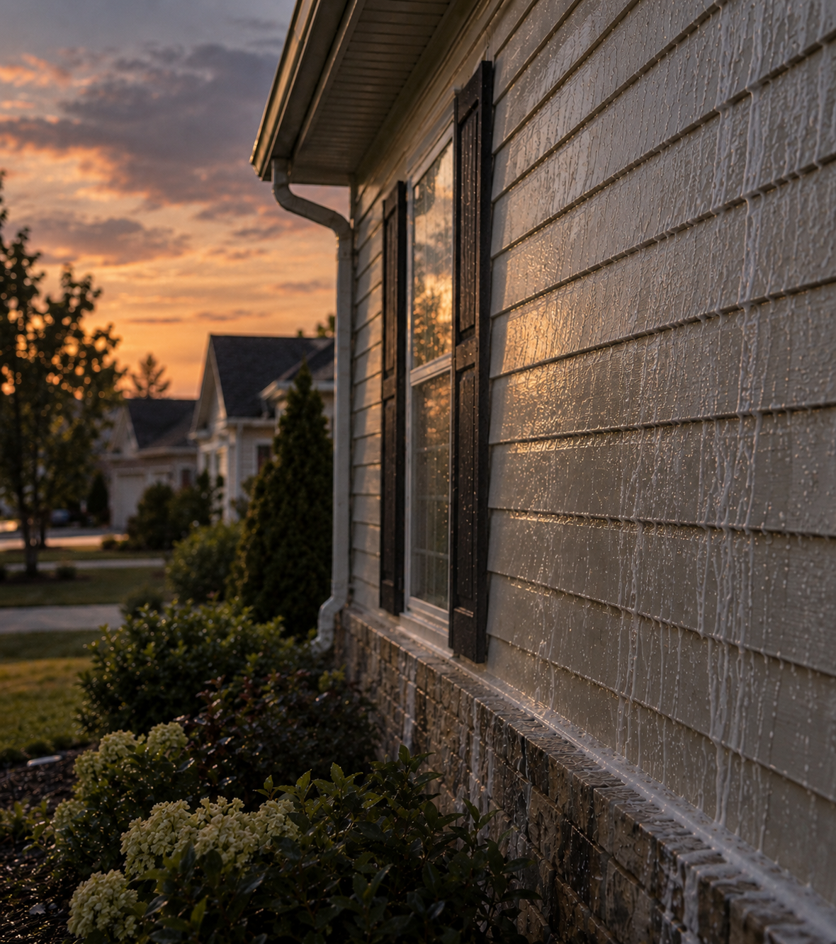 House washing at sunset in Leamington, Ontario